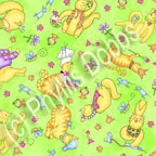 Meow cat fabric Green
