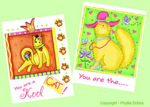 Cat Fabric Greeting Cards
